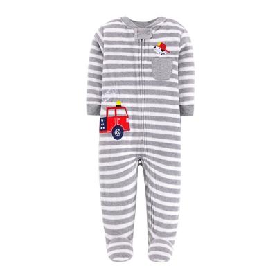 China Thermal Cotton Knitted Baby Boy Spring Pajamas Clothes Romper Autumn Footed Sleepsuit for sale