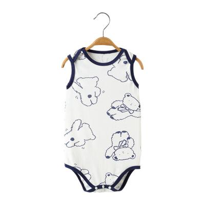 China Cute Organic Cotton One Piece Baby Clothes Summer Baby Rompers Invest Sleeveless Baby Onesie for sale