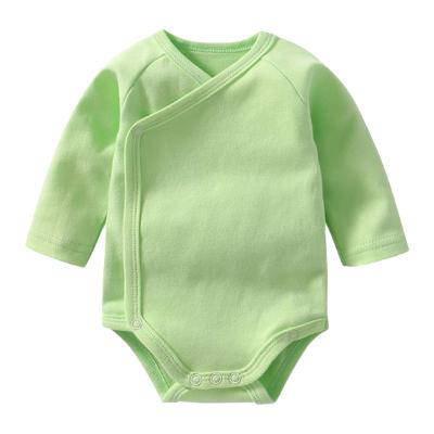 China Popular Soft Color Solid Color Eco-friendly Full Sleeve Romper Summer Newborn Infant Baby Bodysuit for sale