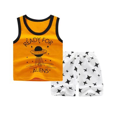 China Casual Baby Pajamas Set Summer Sleeveless Top Shorts Outfits Newborn Baby Clothes Set for sale