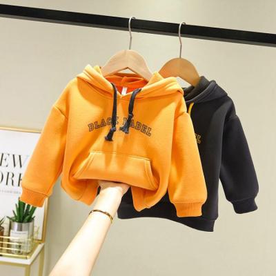 China 2021 New Winter Children's Breathable Long Sleeve Plush Thickened Hoodie Baby Boy Fashion Pullover Sweater Shirts for sale