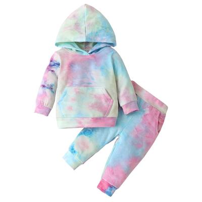 China Breathable Tie Dye Baby Toddler Baby Long Sleeve Hoodie Sweatshirt Tops Pants 2PCS Fits Winter Autumn Clothing Set for sale