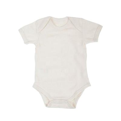 China Short Comfortable Infant Plain Baby Plain White 100% Cotton Sleeve Romper for sale