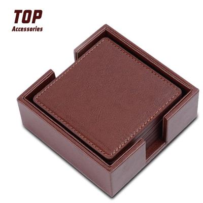 China Customized Creative Coasters Non-slip Minimalist PU Coasters Heat Insulation Leather for sale