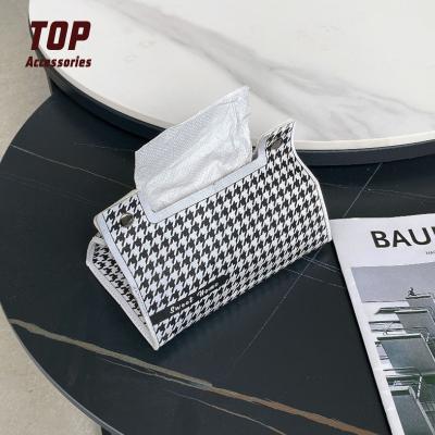 China Tissue Paper Box Leather Ins Style PU Leather Tissue Boxes Creative Leather Tissue Paper Boxes For Car for sale