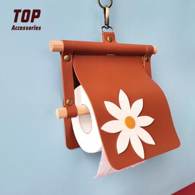 China Waterproof Minimalist PU Storage Leather Holder Wall Hanging Kitchen Toilet Paper Boxes for sale