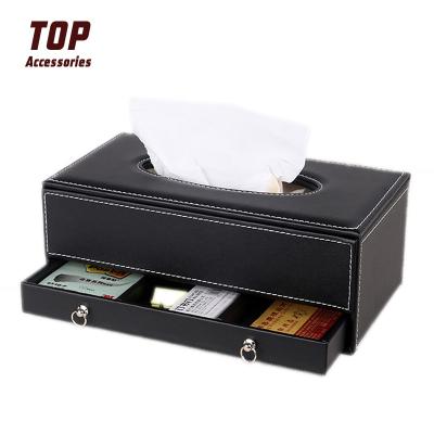 China High Quality Leather Restaurant PU Tissue Box Leather Holder for sale