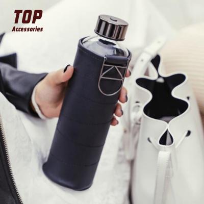 China Minimalist Competitive Leather Heat Shrink Insulated Water Bottle Glass Sleeves for sale