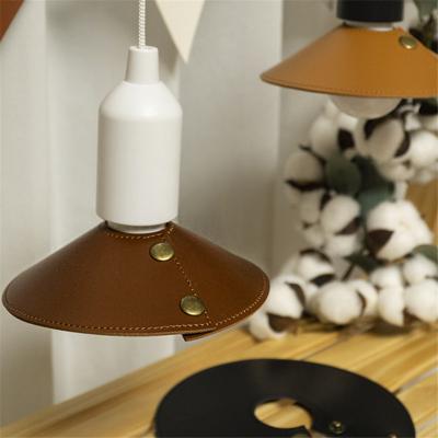 China Viable Wholesale Leather Glass Ball Lamp Shades Colorful Leather Lamp Shades for sale