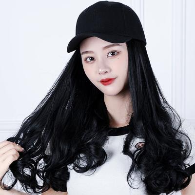 China COMMON Custom Human Braided Curly Hair Tied Adjustable Baseball Cap Hats Women With Wig for sale