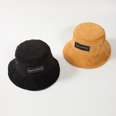 China Latest Design Factory Embroidery Patch Striped Outdoor Corduroy Single Bucket Hat Custom Wholesale for sale