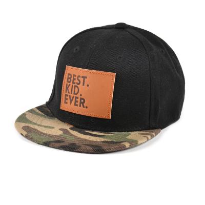 China Striped black leather patch snapback, bill cap gorras kids flat hat for sale