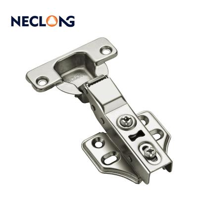 China Modern Neclong Hinge Double Fix Base Soft Closing Plated Hydraulic Cabinet Door Hinge Furniture Hardware for sale