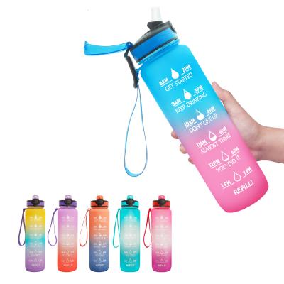 China Tritan Water Bottle 32oz/1L Sustainable Water Bottle Sport Drinking Logo Bottles With Straw Custom Made for sale