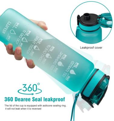 China Sustainable Professional Non-Toxic Portable Grade Time Marker Sports Motivational Water Bottle With Lid Eco-Friendly Drinking Plastic Bottle for sale