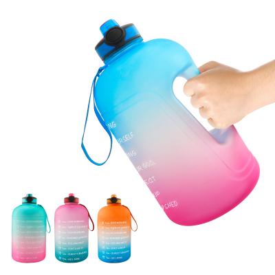 China 1 Gallon Viable Motivational Water Bottle with Time Marker, Straw, Leakproof Handle BPA Free Sports Water Jug for Gym, Office, Home for sale