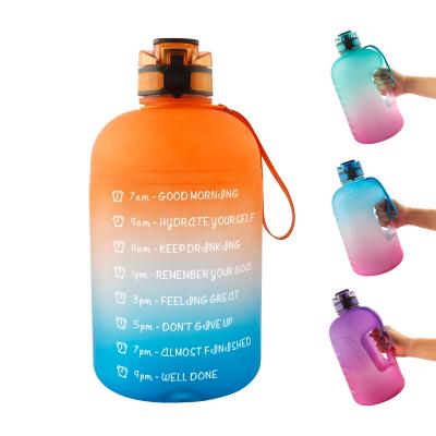 China Hot Sale 3.78L BPA Large Capacity Gallon Water Bottle Time Marker Sustainable Sports Water Bottle Gallon Free Plastic Gym Water for sale