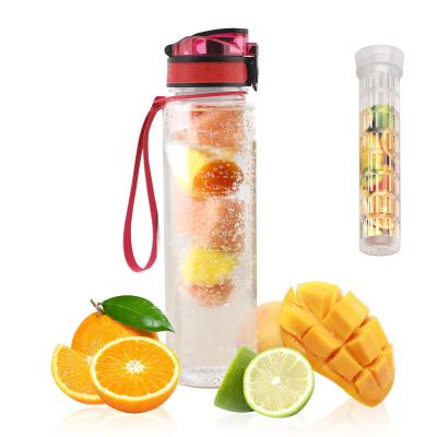 China 1000ml Viable Eco-Friendly Free Fruit Water Bottle BPA Infuser Motivational Water Bottle for sale