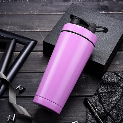 China Viable 700M Stainless Steel Sports Shaker Water Bottles Leak Proof Gym 25oz Canteen Tumbler Water Bottle With Stainless Steel Ball for sale