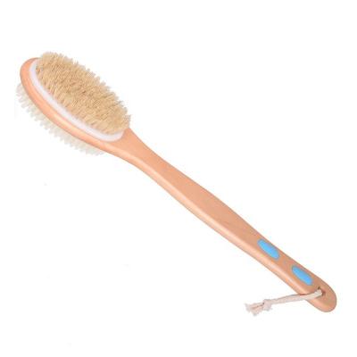 China All Natural Silicone Bristle Brush Long Handle Shower Soft Exfoliating Back Brush for sale