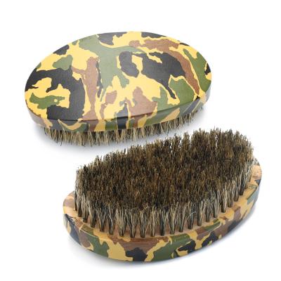 China 2021 New Style Bristle Comb Wave Brush Compact Camouflage Curved Wave Brush Beard Brush for sale