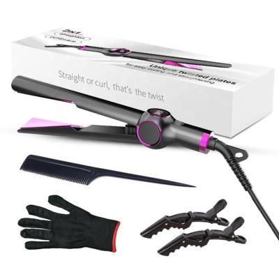 China New Nondisposable Chrome Gray 2 in 1 Hair Straightening Iron Hair Curler Straightener for sale