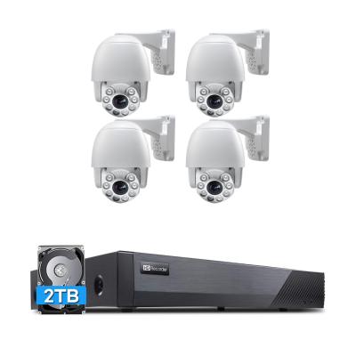 China NIGHT VISION UIN PTZ 24/7 IP Camera Security System Kits 4Pcs 5MP PTZ 5X IP66 Camera 8CH 4K H.265 POE NVR Support Two Way Audio Recording for sale