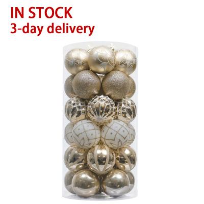 China EAGLEGIFTS 60mm 30pcs Unbreakable Gold Champagne and White Unbreakable Giant Ball Christmas Bauble Ornament Set for sale