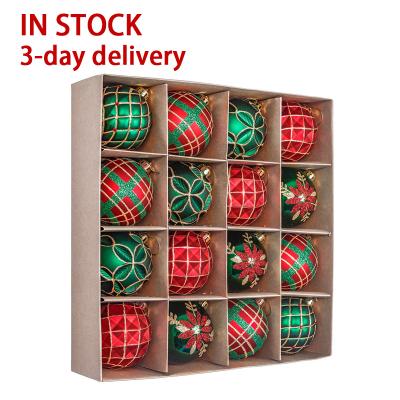 China EAGLEGIFTS 16pcs 8CM Shatterproof Red Green Tree Bauble Indoor Christmas Decoration Ball Set Ornaments for sale