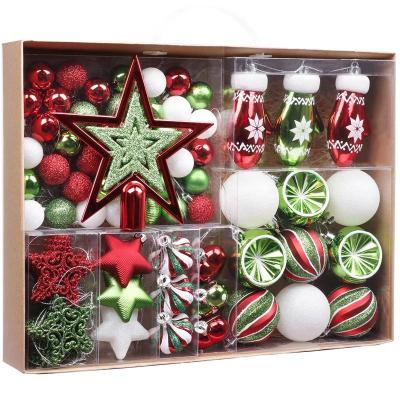 China EAGLEGIFTS Shatterproof 30-80mm Red and Green Shatterproof Ball Christmas 70pcs Ornaments for sale