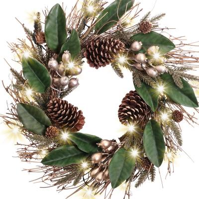 China Promotional Gift Christmas Berry Pinecone EG For Holiday Xmas Vintage Decorations Wall Hanging Garland for sale