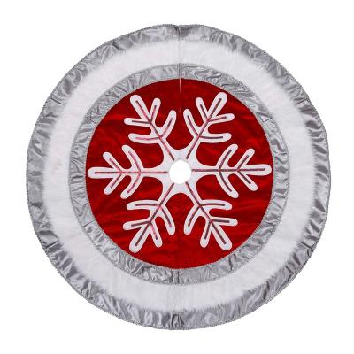 China EAGLEGIFTS Luxury Plush Fabric Snowflake Christmas Tree Red White Gray Handmade Round 122cm Round Skirt for sale