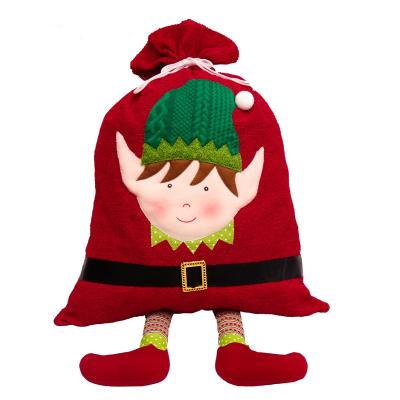 China Lovely Christmas Cloth EAGLEGIFTS Christmas Gifts Tall Christmas Drawstring Cute Elf Bags Red Green Santa Bag Wholesale for sale