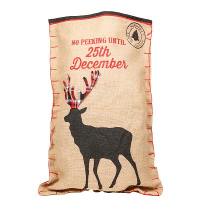 China EAGLEGIFTS Sublimation Canvas Christmas Gift Bags Jute Reindeer Christmas Decoration Candy Toy Present Bag For Kids for sale