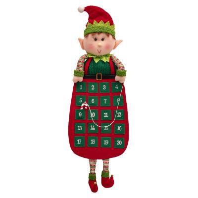 China Wholesale Promotion Christmas Gift EAGLEGIFTS Cute Cartoon Red Plush Felt Soft Red Green Velvet Cloth Christmas Decoration Elf Hanging Calendar for sale