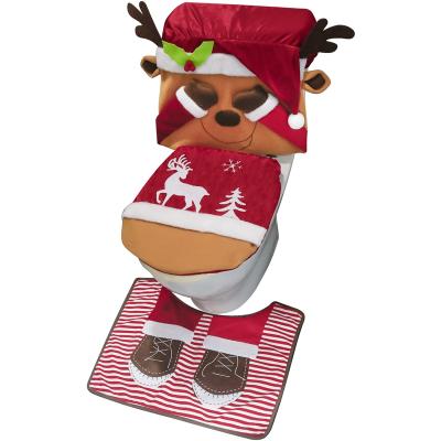 China Wholesale Christmas Stuffed Reindeer Pattern Home Tolet Blanket Red Cloth Decoration EG for sale