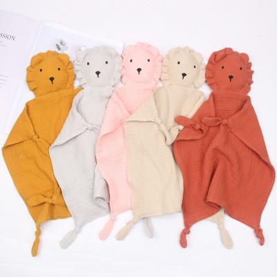 China Wholesale Soft Cotton Friendly Baby Lion Baby Comforter and Towel Toy Baby Muslin Security Blanket for sale