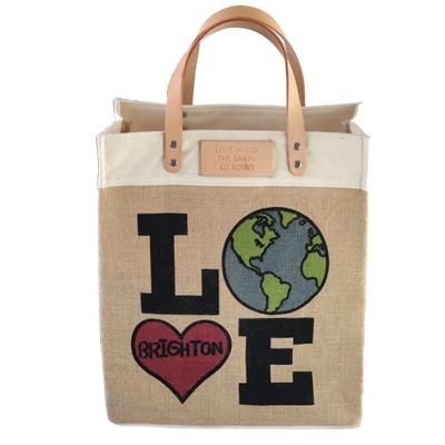 China Tote Burlap Jute Bag With Reusable Natural Reuse PU Leather Handle Shopping Book Resistant Blank Travel for sale