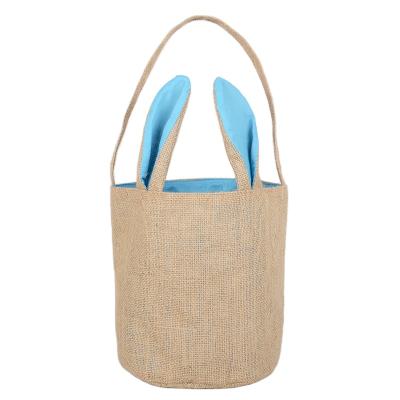 China Eco Reusable 100% Jute Reusable Tote Storage Jute Shopping Canvas Tote Bag For Easter Day for sale