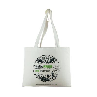 China Luxury Natural Bamboo Fiber 100% Compostable Reusable Tote Bag Handle Bag for sale