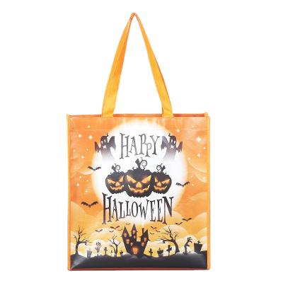 China 2021 Reusable Hot Sale Non Woven Halloween Celebration Bag Custom Logo Printed Eco Bags Durable Handled Laminated PP Woven Bag for sale