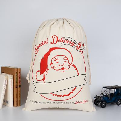 China Eco-freindly/Durable/AZO Free Popular Christmas Decoration AZO Free Cotton Drawstrings Cheap Christmas Gift Bag for sale