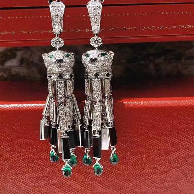 China Custom Jewelry Diamond 18k Gold Stud Earrings Cartier Panthere Earrings for sale