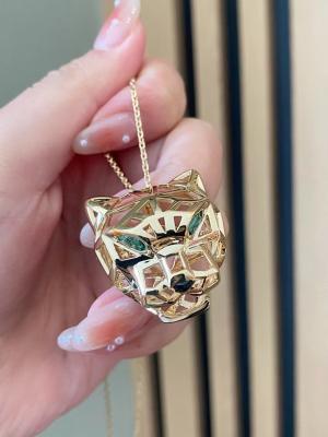 China Custom 18K Jewelry 18K Yellow Gold Cartier Tiger Pendant With Emerald Eyes for sale