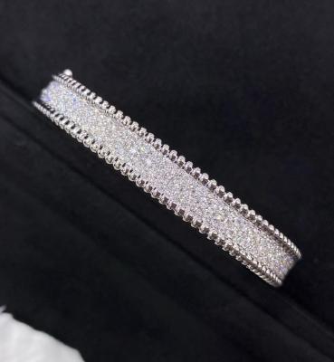 China Brazalete de diamantes PerléE, 3 filas, modelo mediano de oro blanco de 18K, joyas de alto diamantes en venta