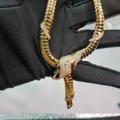 中国 セルペンティ 18Kt 黄金のネックレス デミパヴェ ダイヤモンドとブラックオニックスアイ 18K 黄金の高級宝石 販売のため