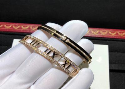 China Fashion 18K Gold Diamond Bracelet , Medium Size Tiffany T Two Hinged Bangle for sale