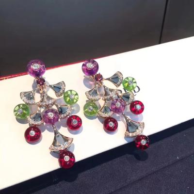 Chine charmantes boucles d' oreilles en or 18 carats diamants, boucles d' oreilles de rêve de diva avec pierres de couleur à vendre