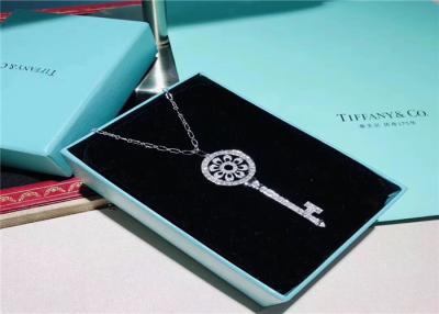 China Large Size 18K Gold Tiffany And Co Key Pendant Necklace With Pave Diamonds for sale