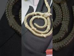 Serpenti 18 Kt Yellow Gold Necklace Set With Demi Pavé Diamonds And Black Onyx Eyes